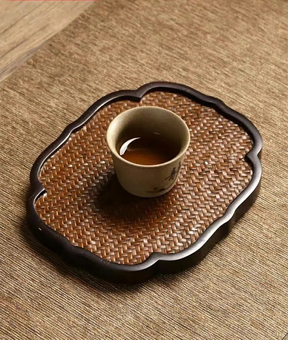 Conjunto de Chá de Bambu Woven Retro Elegante com Bandeja de Infusão