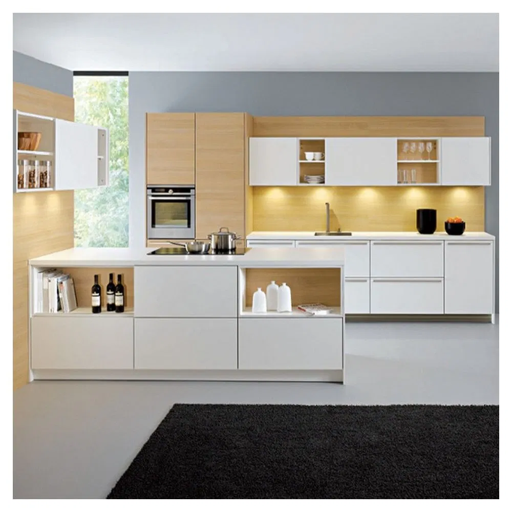 Design de Armário de Cozinha Personalizado em Laca Moderna de Luxo, Mobiliário de Armazenamento com Gavetas de Fechamento Suave em Madeira Sólida, MDF e Compensado, Fabricante de Armários de Cozinha na China