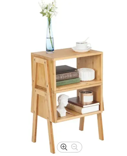 Mesa de cabeceira de bambu ecológica à venda por atacado, mesa de café empilhável, móveis para sala de estar e quarto