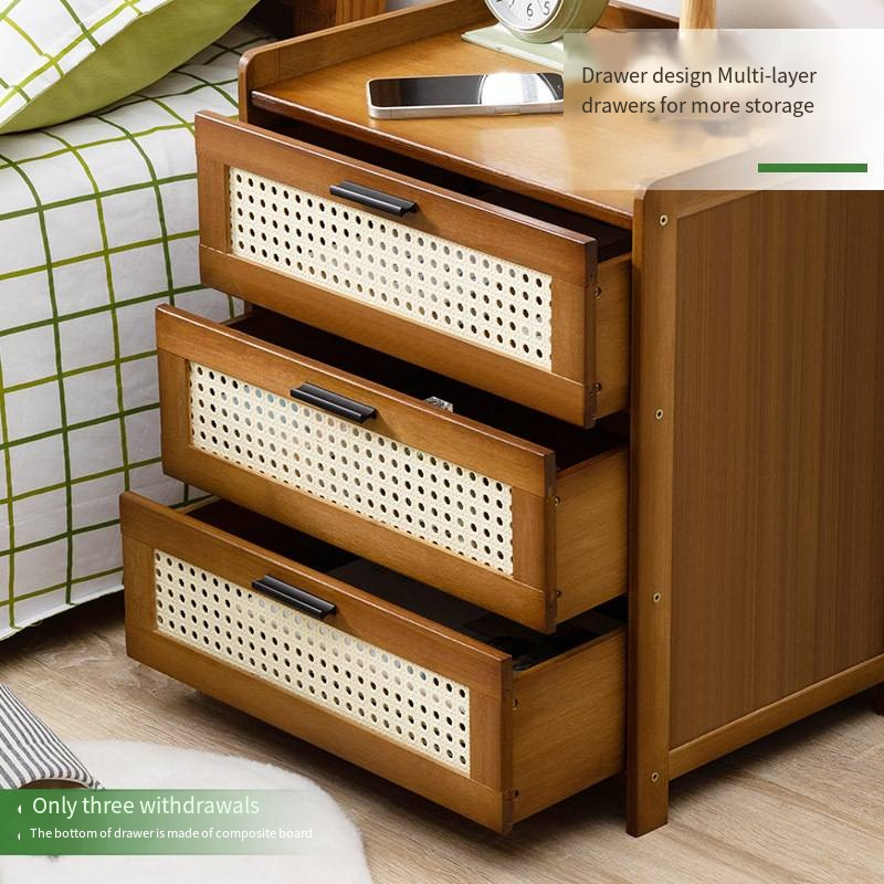 Móveis para Casa Mesa de Escritório Moderna Suporte para Livros Decorativo de Bambu Criado-Mudo Moderno com Gaveta