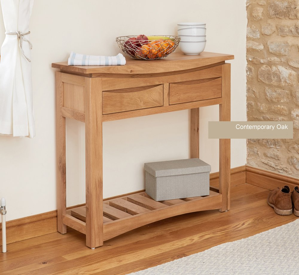 Mesa de Console de Madeira de Carvalho Nórdica de Design Contemporâneo para Atacado, Mesa de Sofá para Sala de Estar, Mesa de Entrada Estreita, Mesa de Corredor para Cantos de Parede em Casa