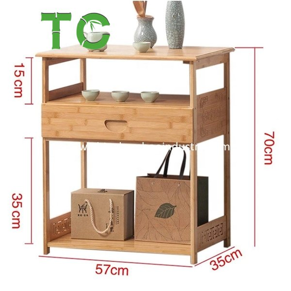Mesa de Cabeceira Simples de Bambu com Gaveta e Prateleira de Armazenamento, Mesa de Café, Mesa Lateral de Sofá, Mesa de Canto para o Lar