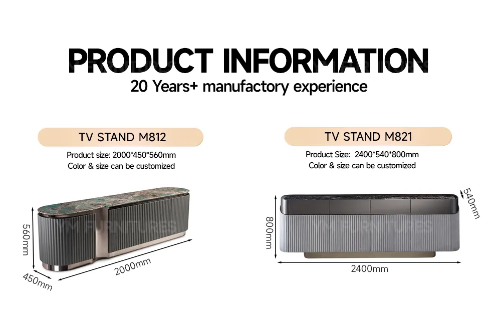 Móvel de Armazenamento para Sala de Estar Personalizado com Tampo de Mármore e Linha Dourada, Estante de TV de Madeira