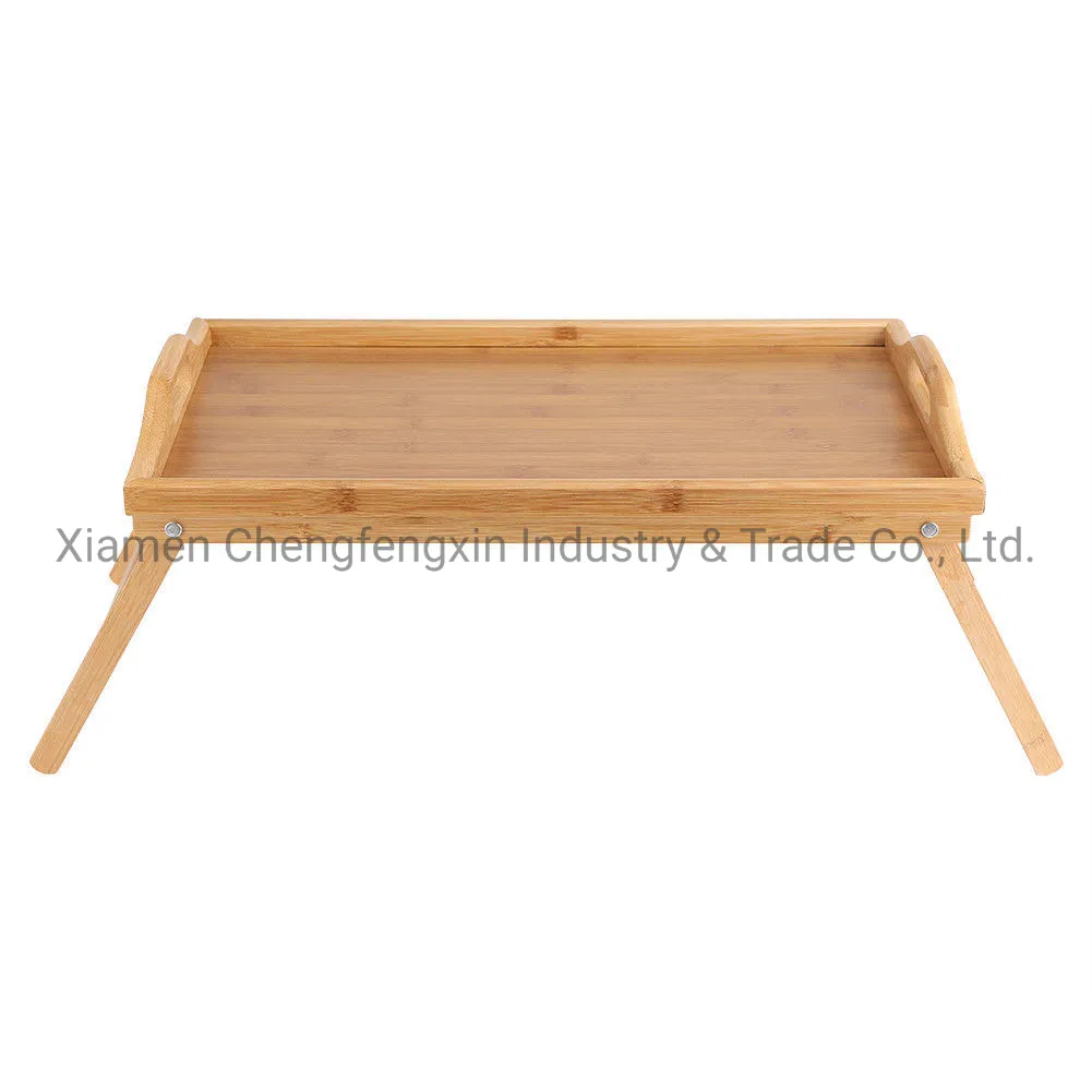 Bandeja de Café da Manhã em Bambu para Cama Mesa de Serviço com Pernas Dobráveis Mesa de Madeira para Alimentos Jantar Bt-2100