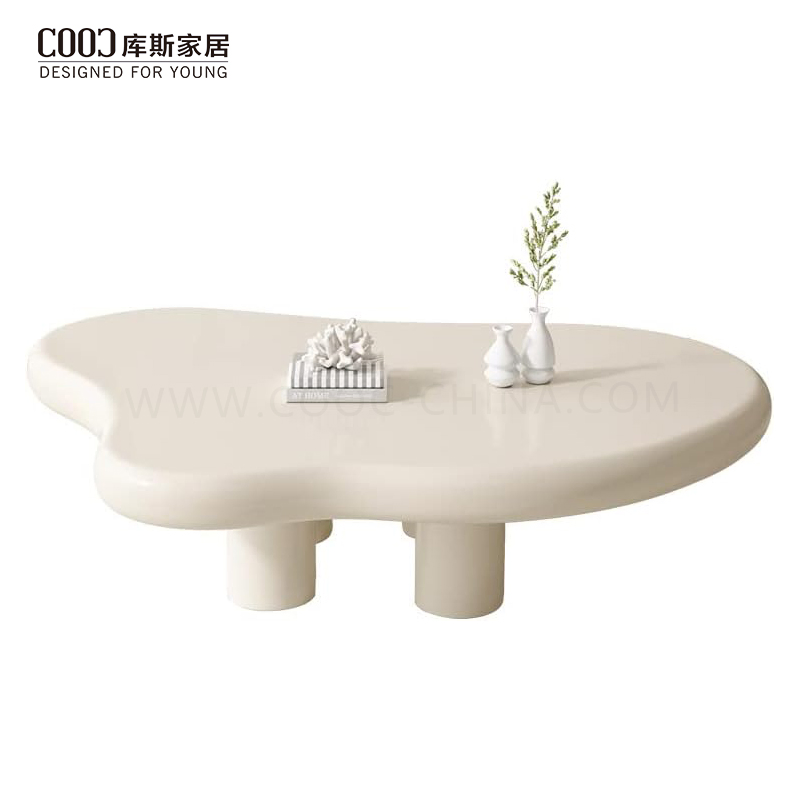Mesa de Centro de Café Nórdica Pequena Branca Moderna de Madeira MDF para Sala de Estar