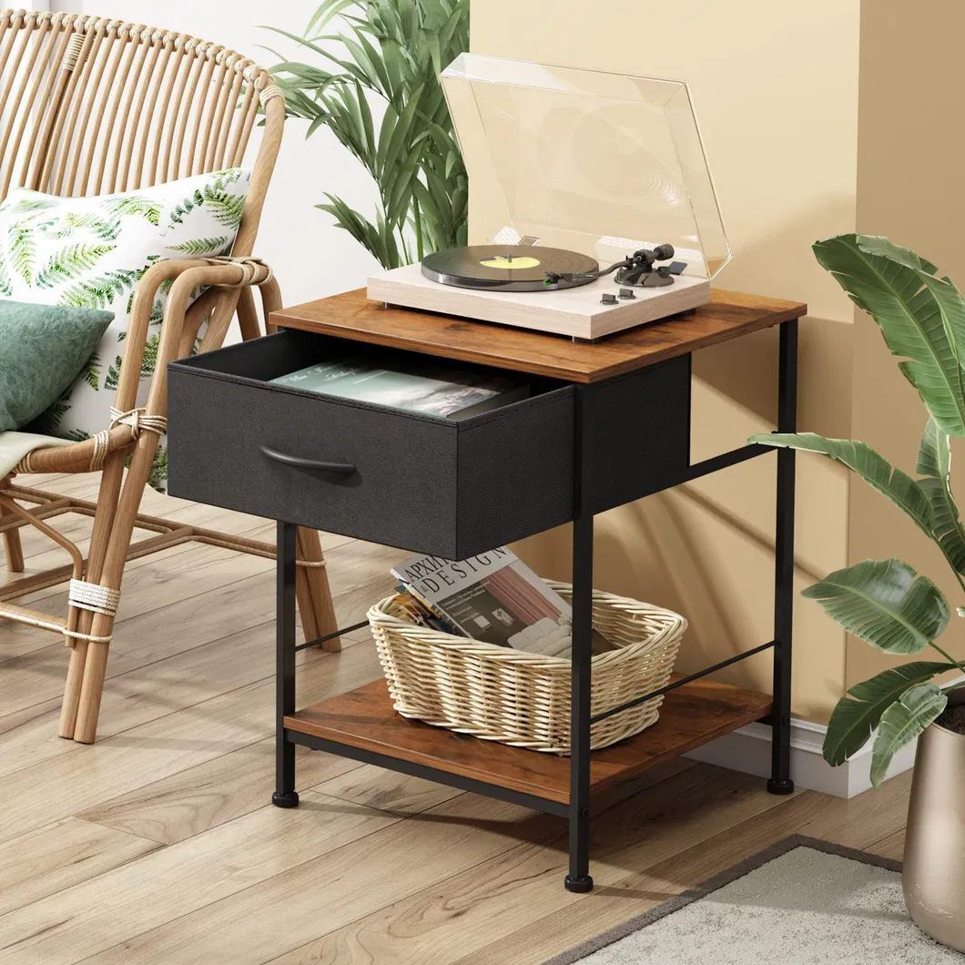 Mesa de Café Lateral Moderna de Metal Redonda com Rattan e Bambu Móveis para Casa Pequena Jardim Mesas de Chá Mesa de Cabeceira