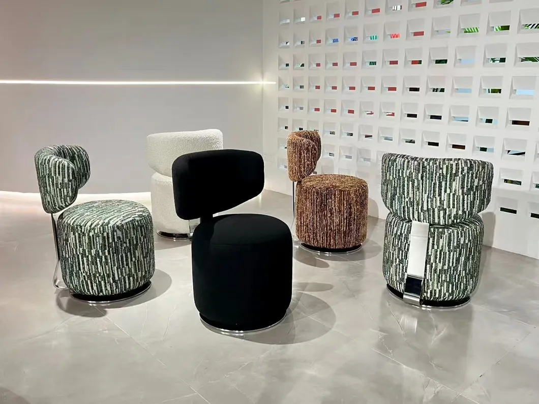 Banqueta de Tecido Moderna Rotativa 12