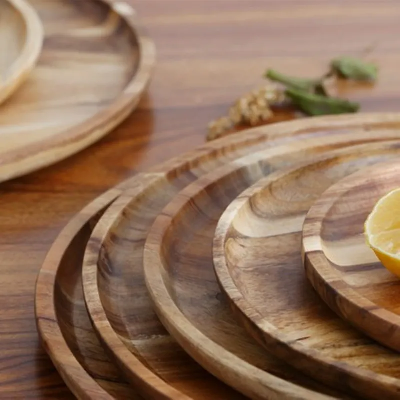 Pratos de Jantar de Madeira Acácia