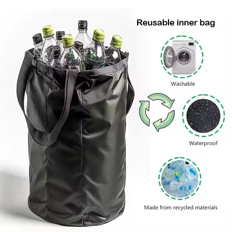 100L 26 Lixeiras de Reciclagem em Galão para Cozinha com Tampa, Saco Interno Reutilizável, Grande Cesto para Armazenamento de Garrafas e Latas