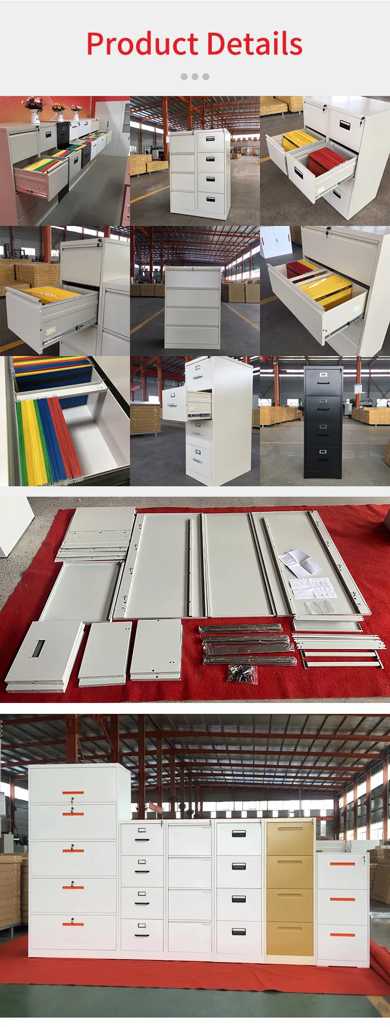 Armário de Arquivo Vertical de Metal para Escritório, Armário de Armazenamento de Aço com 4 Gavetas