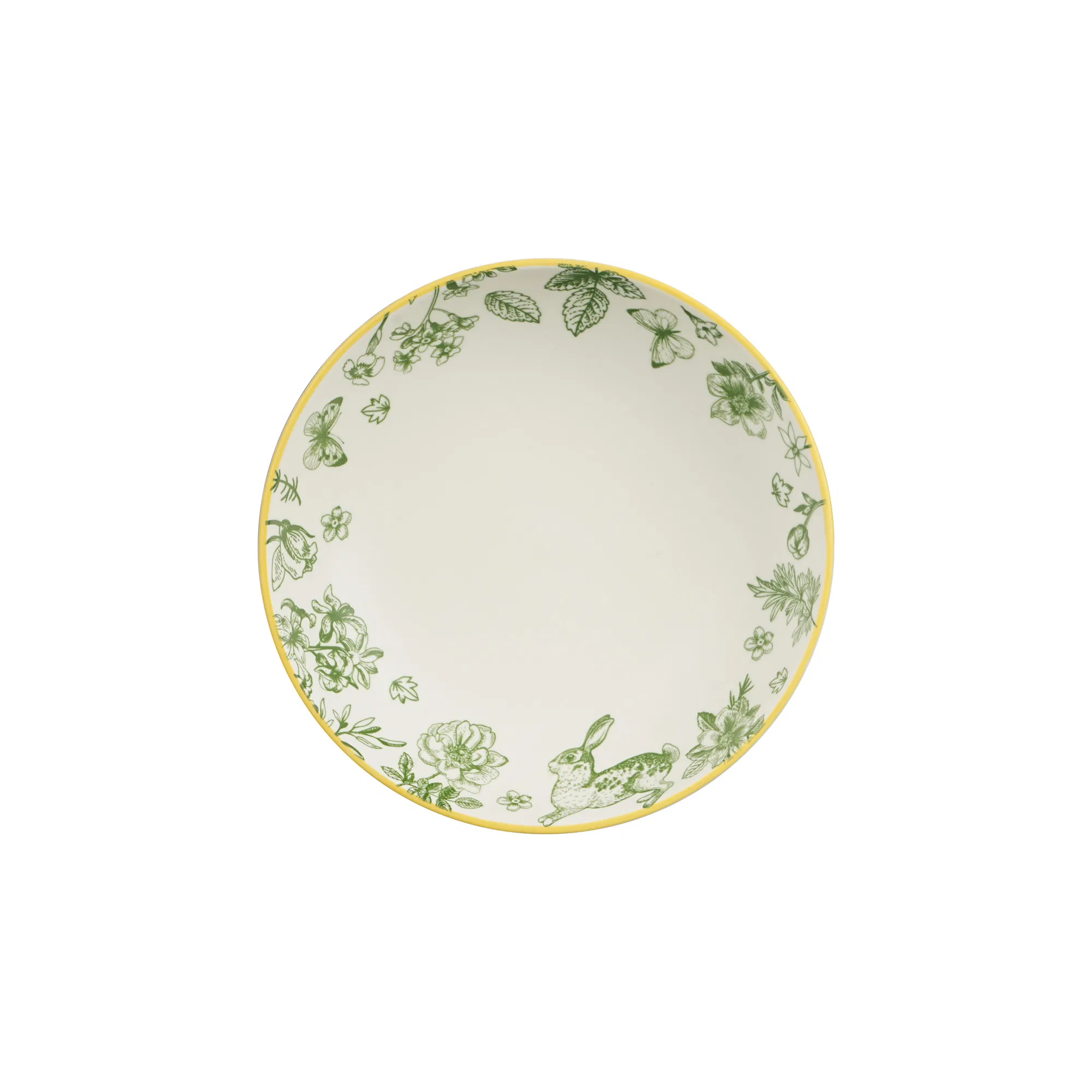 24PCS Conjunto de Louça de Cerâmica Elegante com Relevo de Folhas em Porcelana, Pratos e Tigelas em Verde Botânico com Impressão Floral em Pad para 6 Pessoas