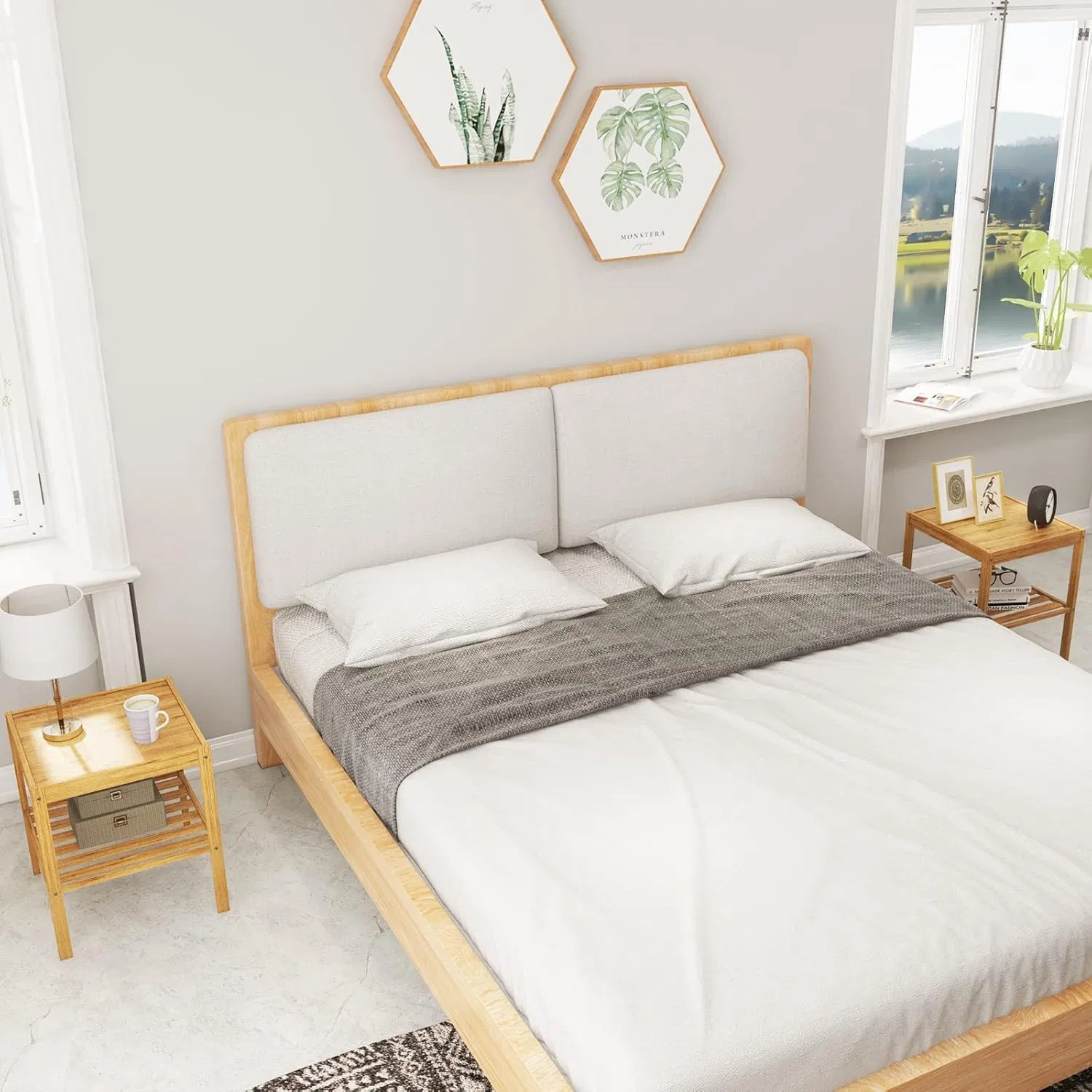 Mesa de Cabeceira de Bambu para Quarto, Sala de Estar, Mesa de Cabeceira de Bambu