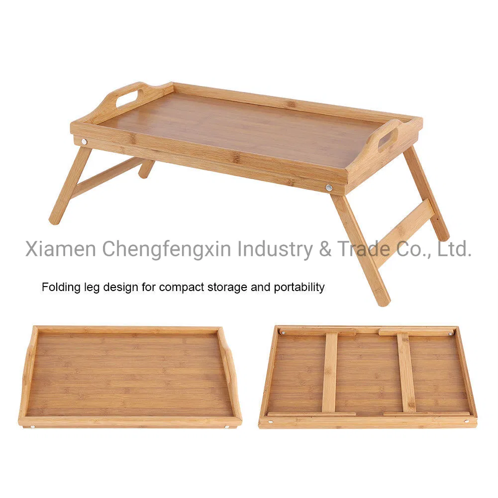 Bandeja de Café da Manhã em Bambu para Cama Mesa de Serviço com Pernas Dobráveis Mesa de Madeira para Alimentos Jantar Bt-2100