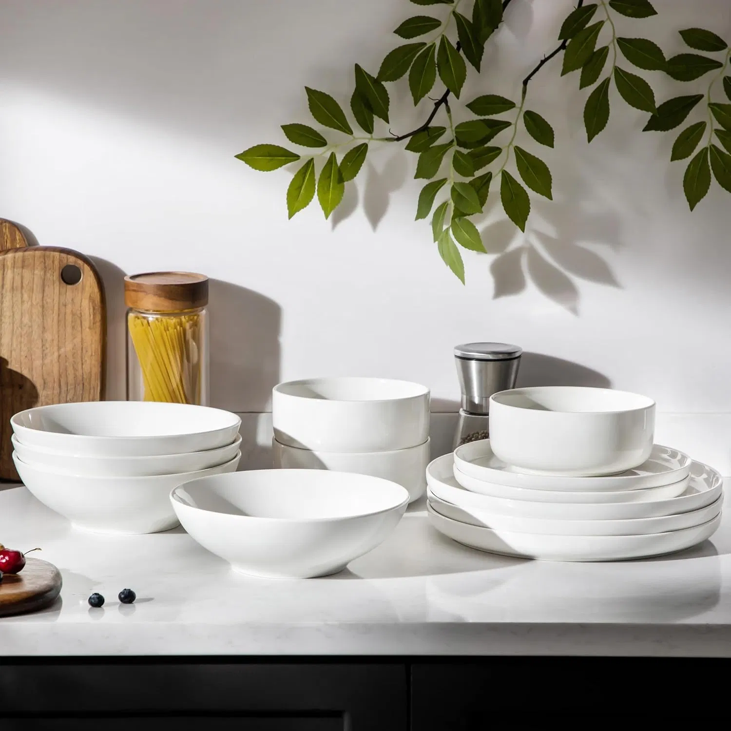 Conjunto de Jantar de Luxo Branco Saudável e Ecológico, Livre de Chumbo e Cádmio 24PCS Utensílios de Jantar, Porcelana, Cerâmica, Louça, Crockery, Utensílios de Mesa, OEM e ODM, Decalque