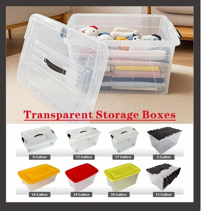 10 Caixas de Armazenamento Plásticas Transparentes de Galão para Uso Interno e Externo, Caixas de Armazenamento Plásticas com Fechadura