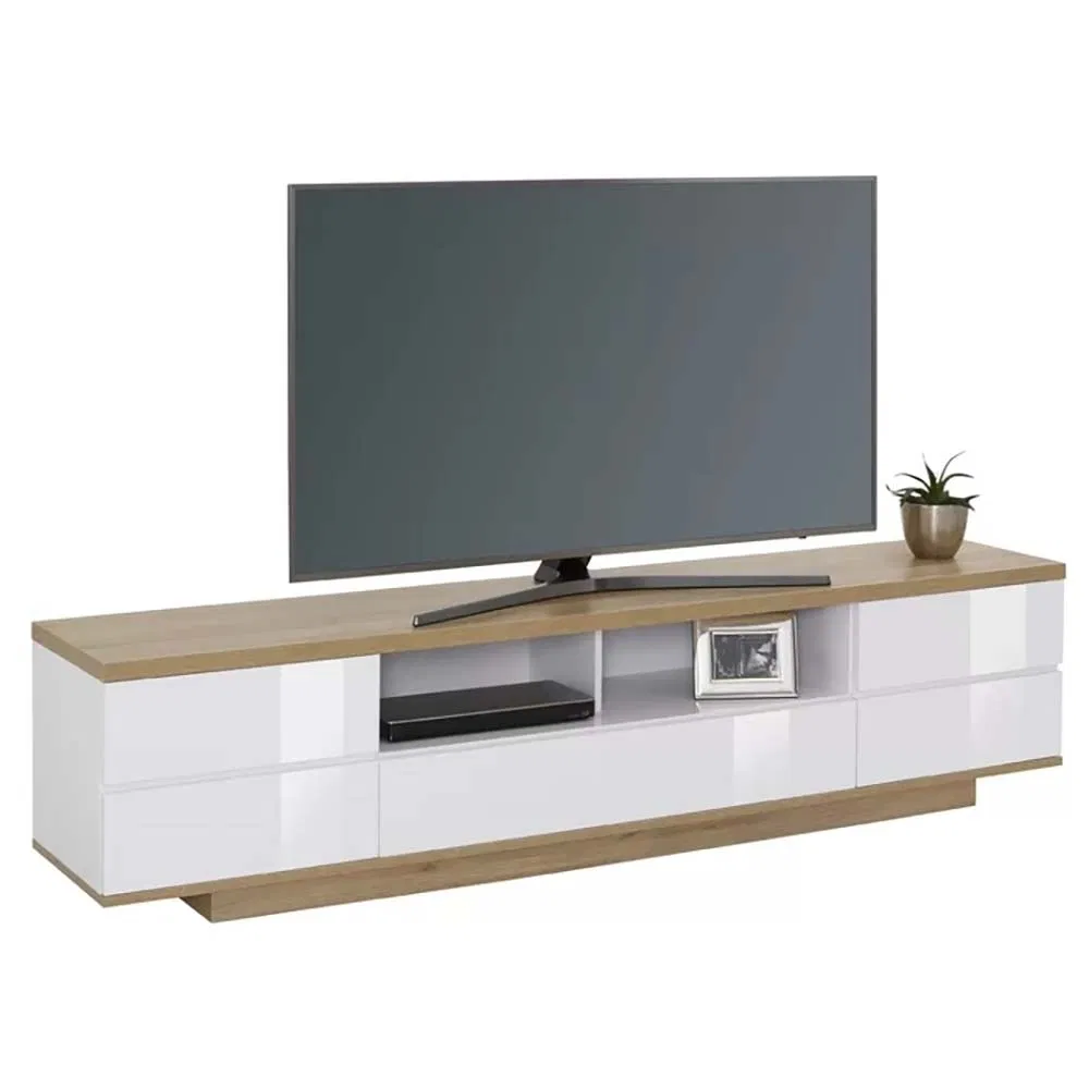 Móveis de Sala de Estar Moderna, Aspirador, Madeira, LED, Suporte para TV Branco