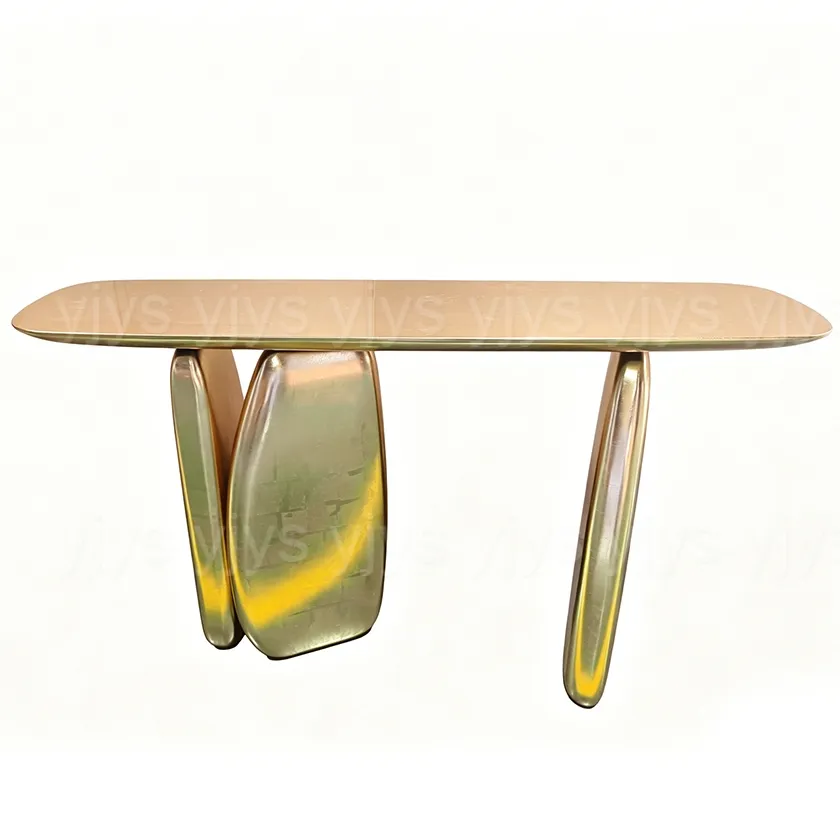 Mesa de Consola em Folha de Ouro de Designer Italiano