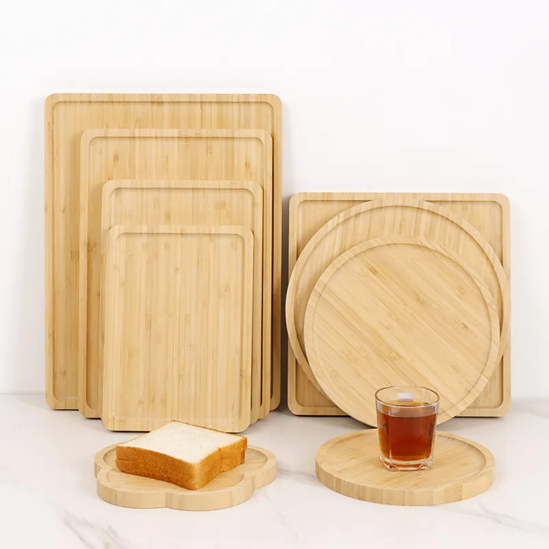 Bandeja de Madeira de Bambu Personalizada, Prato para Chá, Tabuleiro para Servir Dim Sum