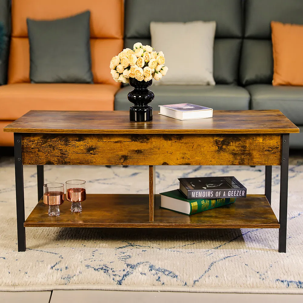 Mesa de Café Elevatória de Madeira de Design Moderno de Meio Século para Área de Estar