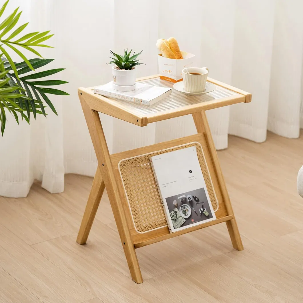 Mesa de cabeceira grande, mesa de armazenamento, mesa de café pequena, feitas de bambu para quarto e sala de estar