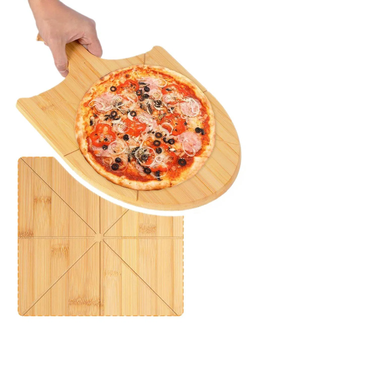 Bandeja de Jantar em Forma de Pizza de Madeira