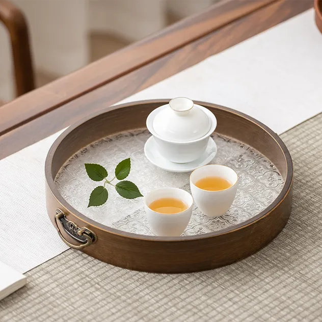 Bandeja de Bambu Minimalista Moderna para Chá e Frutas Estilosos