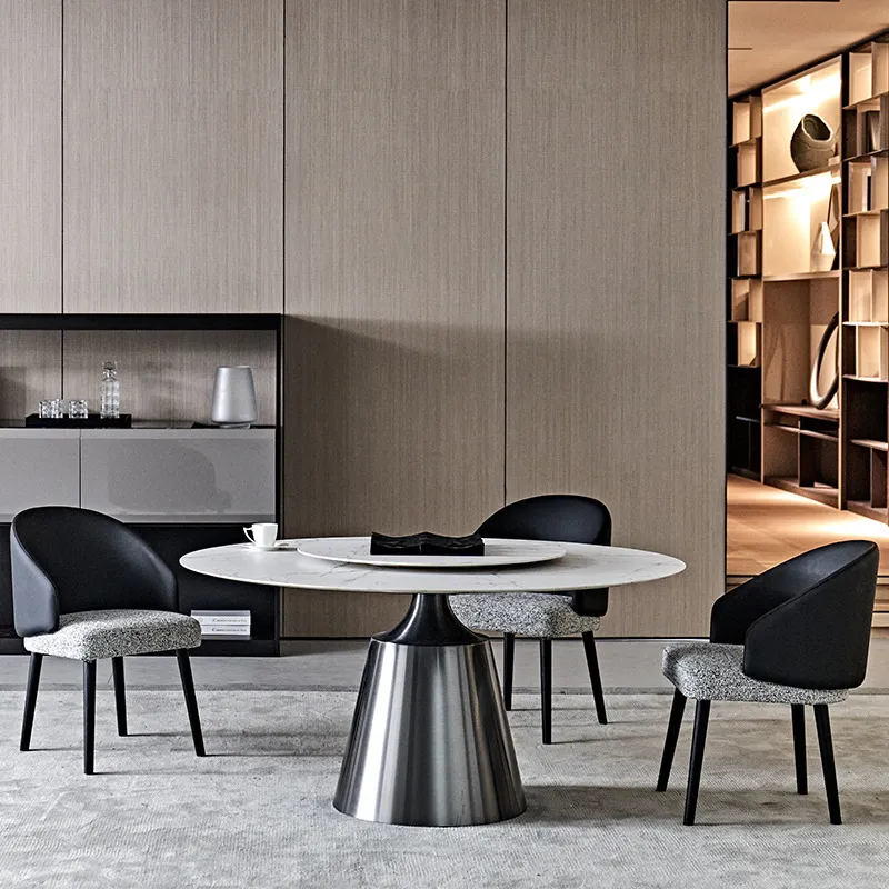 Mesa de café e chá em madeira com design moderno de forma de seixo, três camadas rotativas, móvel de sala de estar rotativo de luxo