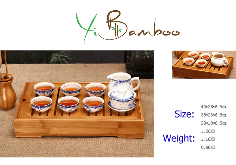 Placa de Chá Kung Fu de Madeira Natural para Mesa de Casa por Atacado da China, Bandeja de Servir Chá de Bambu