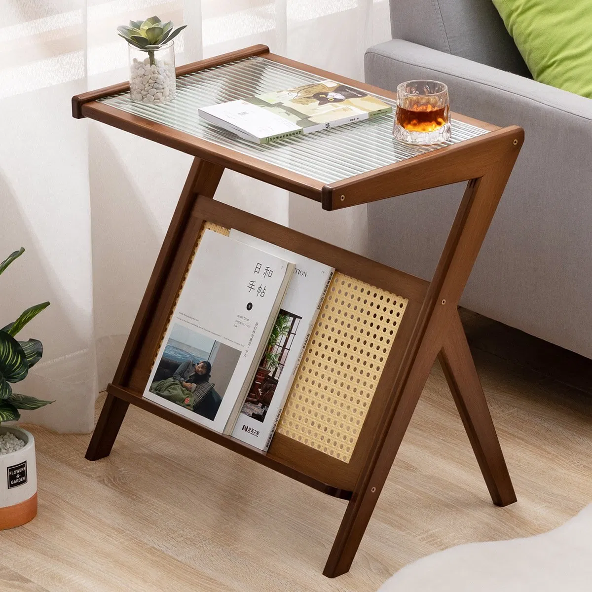 Sofá de Sala de Estar, Mesa Lateral, Mesa de Cabeceira, Armário Lateral Minimalista