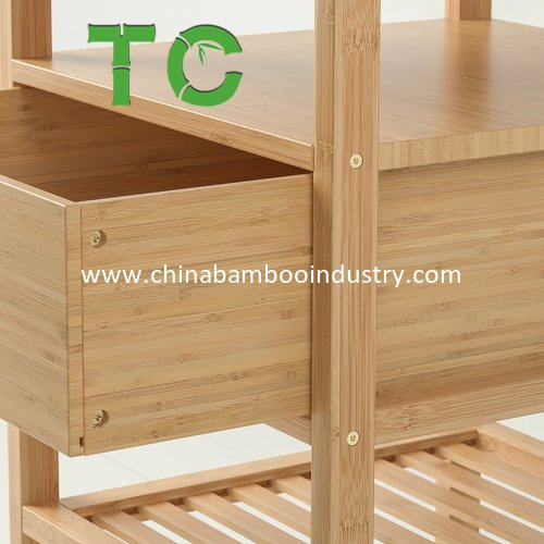 Mesa de cabeceira de bambu por atacado 3-Tier com gaveta, mesa lateral, mesa de cabeceira para escritório em casa