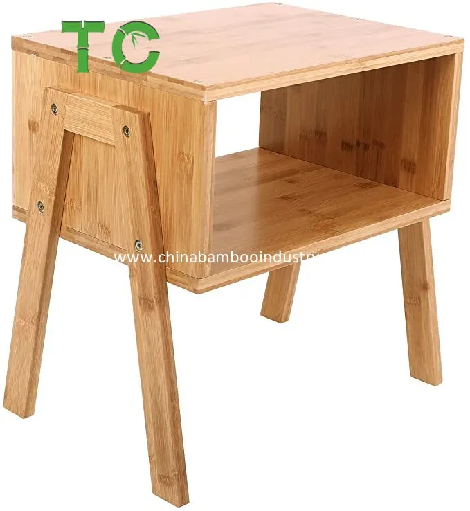 Mesa Lateral Empilhável de Bambu Natural para Atacado