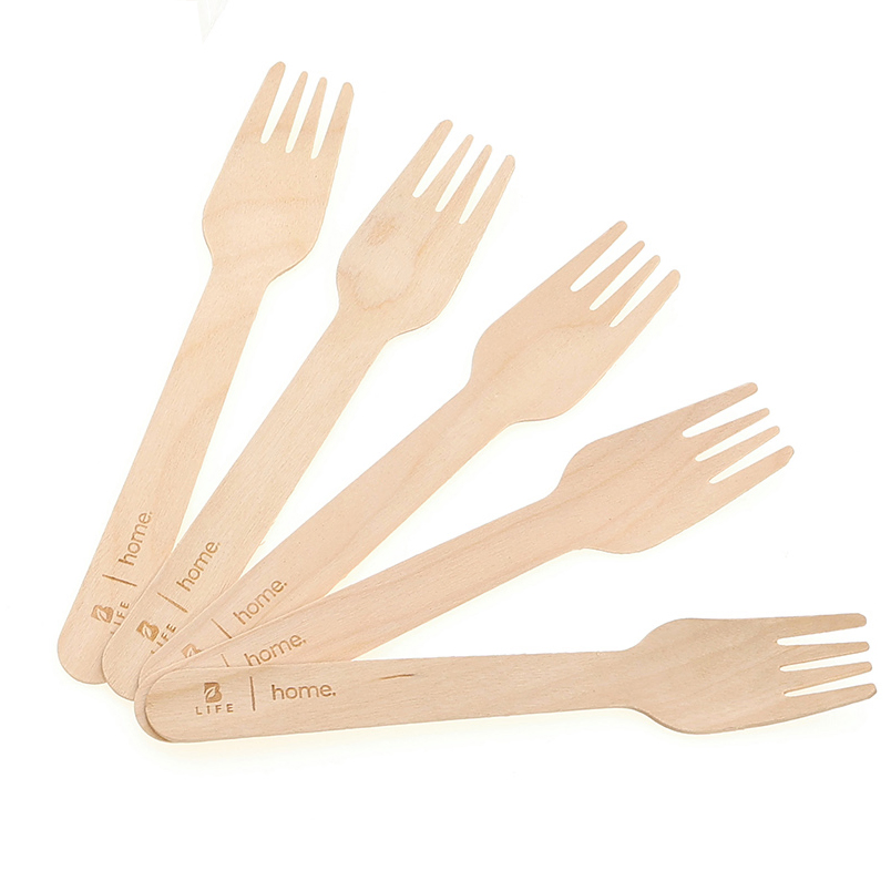 Conjunto de Talheres Descartáveis de Madeira Estiloso, Utensílio Biodegradável com Impressão Personalizada, Louça com Embalagem Individual e Tempo de Entrega Rápido