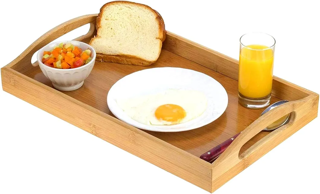 Bandeja de Madeira com Alças - Ótima para Jantar, Chá, Bar, Café da Manhã