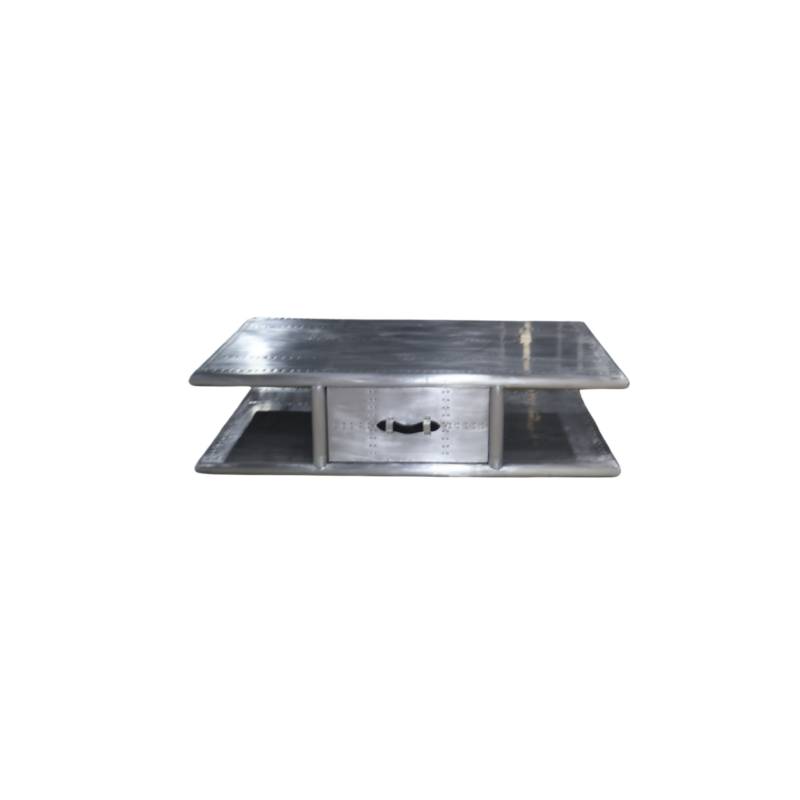 Mesa de Café de Madeira Aviador com Gavetas para Armazenamento de Móveis Industriais na Sala de Estar