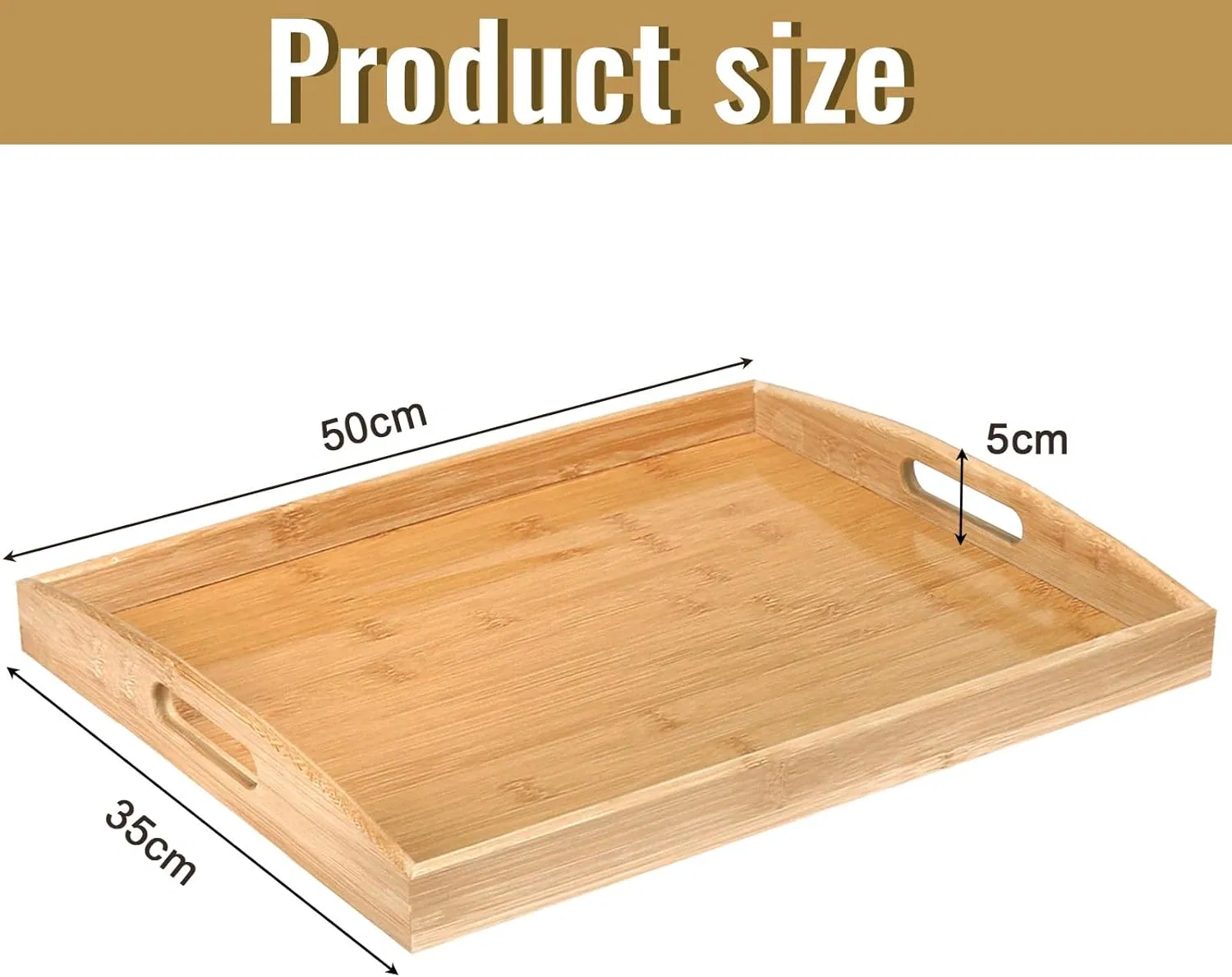 Bandeja de Bambu Multifuncional com Alças para Chá Café Mesa Cozinha Decorativa Cama