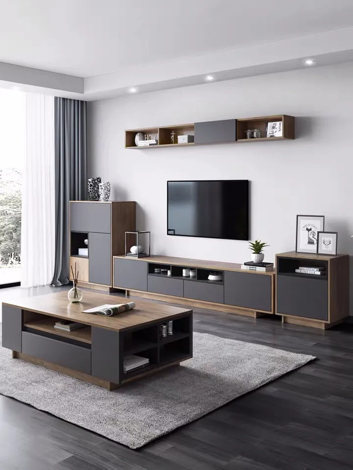 Móvel moderno de madeira barata para armazenamento em casa, móveis para sala de estar, suporte para TV