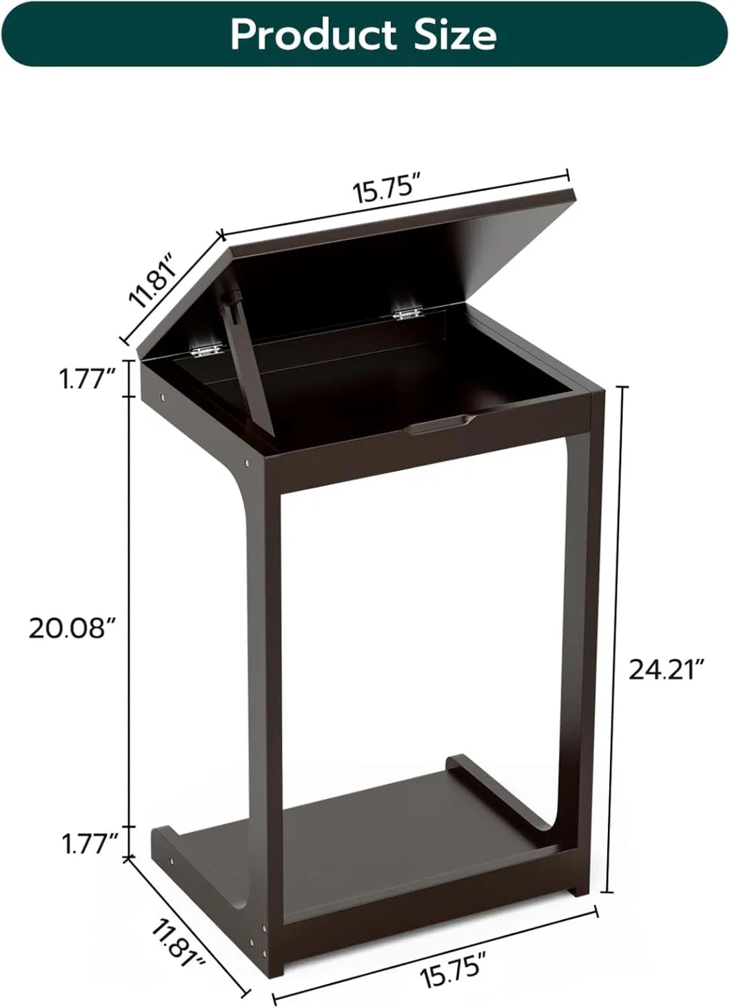 Mesa de cabeceira pequena em forma de C, marrom, de bambu para quarto