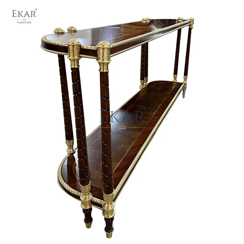 Mesa Console Clássica de Madeira Sólida para Entrada e Armazenamento na Sala de Estar