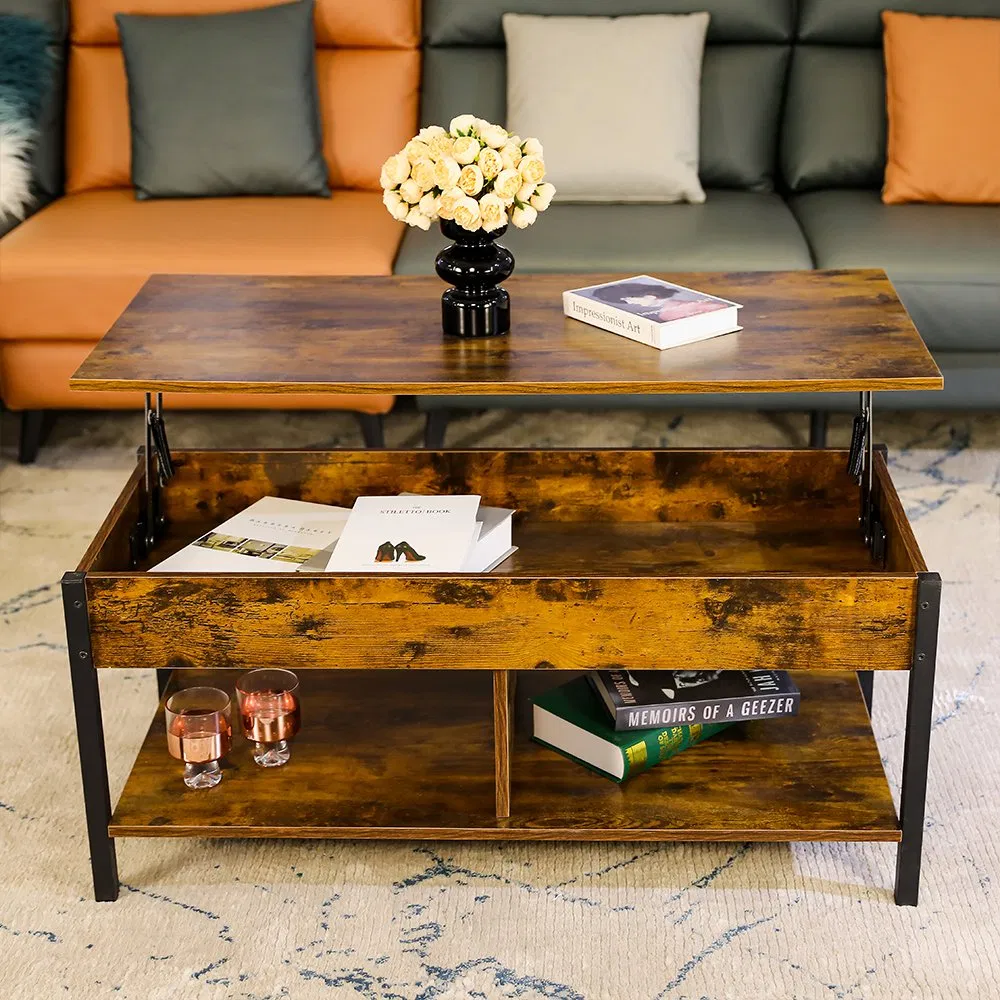 Mesa de Café Elevatória de Madeira de Design Moderno de Meio Século para Área de Estar
