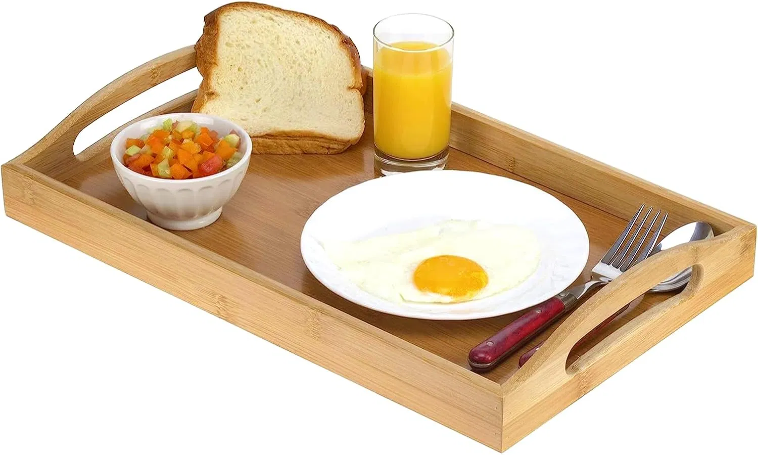 Bandeja de Madeira com Alças - Ótima para Jantar, Chá, Bar, Café da Manhã