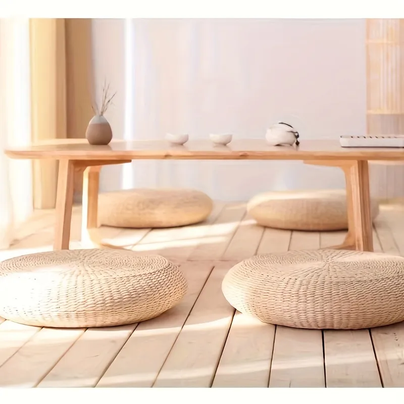 Almofada de Tatami Tecida à Mão Promocional Puff de Palha Espessada Acessório de Decoração para o Lar