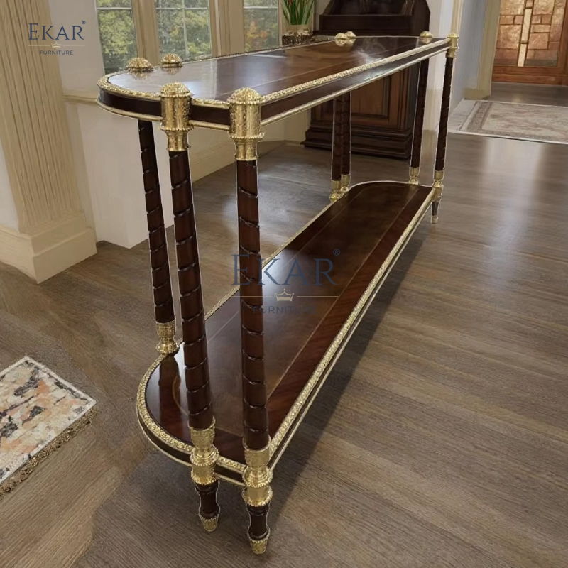 Mesa Console Clássica de Madeira Sólida para Entrada e Armazenamento na Sala de Estar