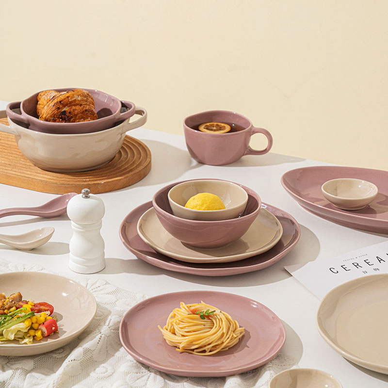 Conjuntos de pratos de cerâmica para salada e sopa de restaurantes criativos de hotel