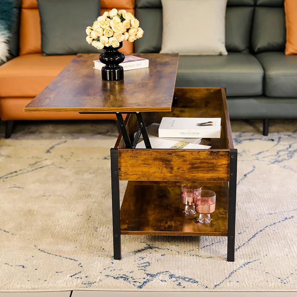 Mesa de Café Elevatória de Madeira de Design Moderno de Meio Século para Área de Estar