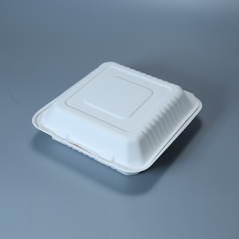 Recipiente de Alimentos de Pulpas de Cana-de-Açúcar Compartmentalizado Biodegradável Descartável Compostável 3 Utensílios de Mesa