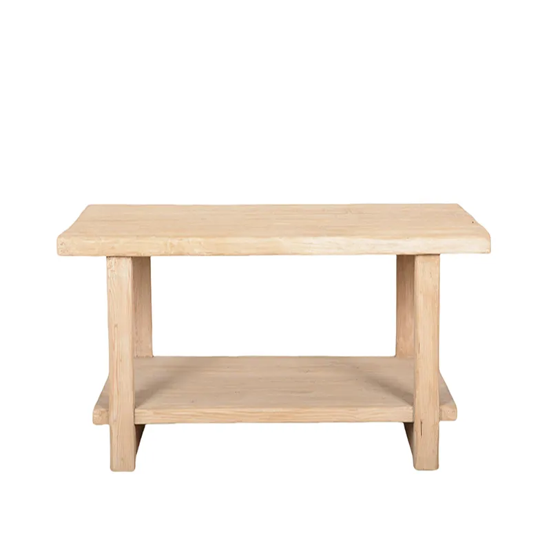 Mesa de Café Lounge de Madeira de Pinheiro Sólido Vintage Rústica para Casa