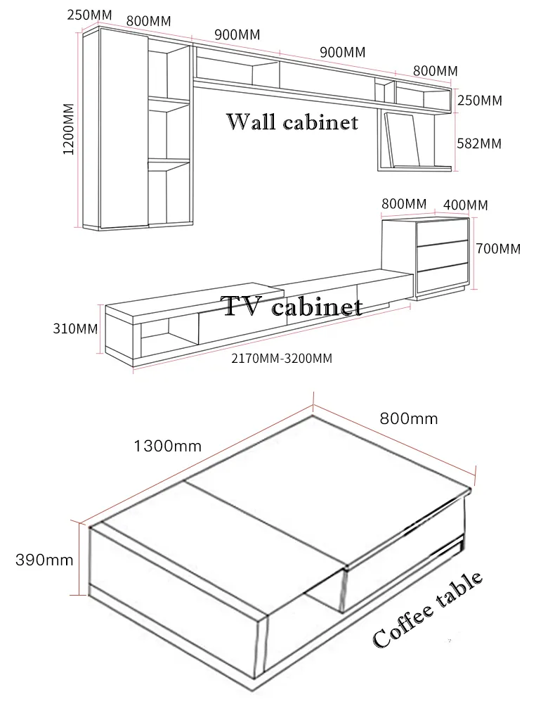 Móvel de sala de estar moderno e simples, mesa lateral personalizada em MDF, armário de madeira, suporte para TV