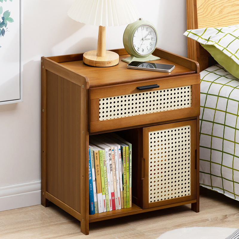 Móveis para Casa Mesa de Escritório Moderna Suporte para Livros Decorativo de Bambu Criado-Mudo Moderno com Gaveta