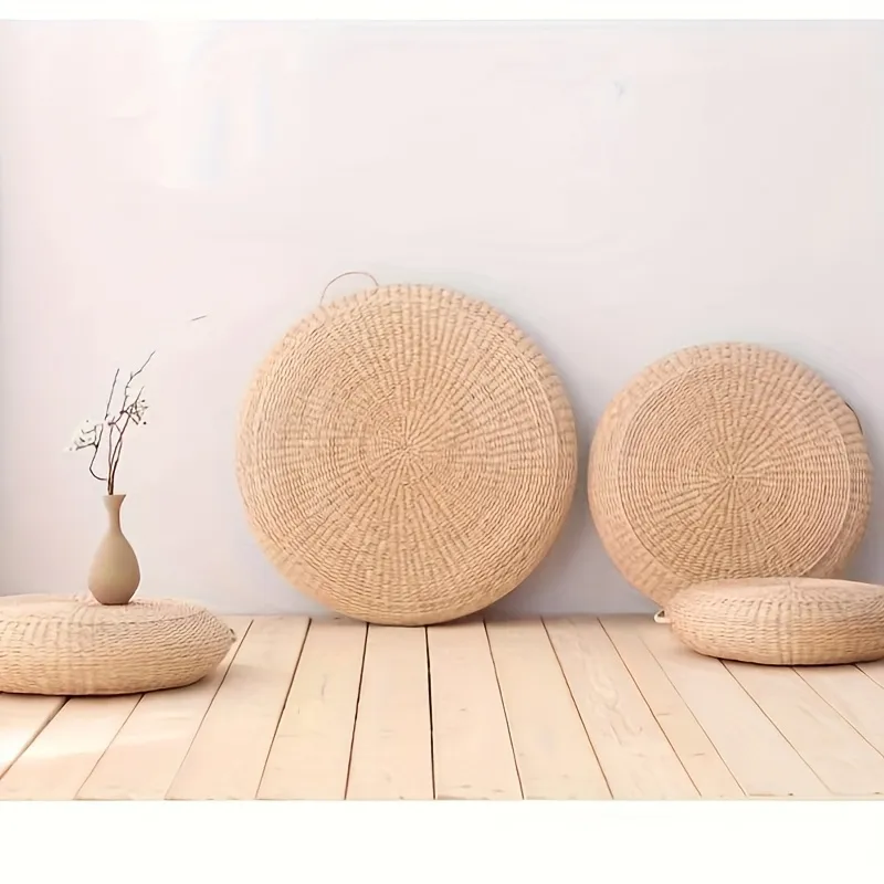Almofada de Tatami Tecida à Mão Promocional Puff de Palha Espessada Acessório de Decoração para o Lar