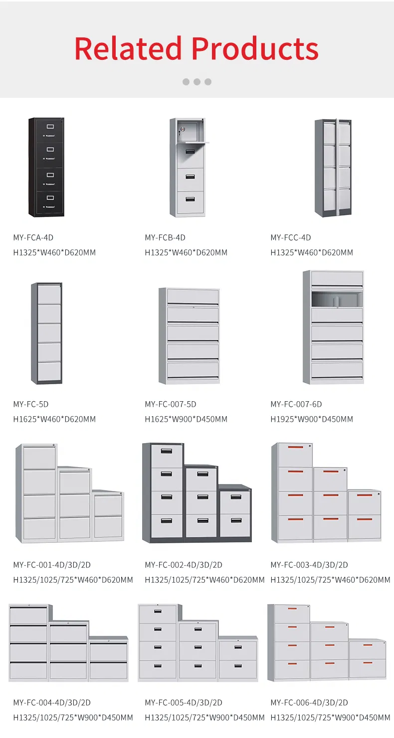 Armário de Arquivo Vertical de Metal para Escritório, Armário de Armazenamento de Aço com 4 Gavetas